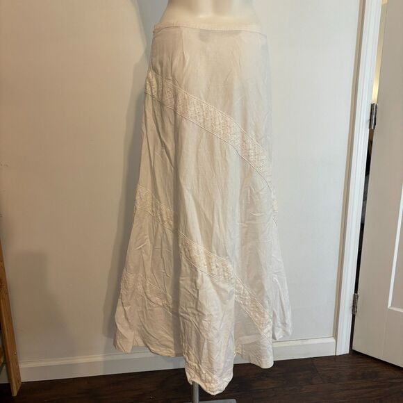 Saint Tropez West size 10 100% Linen Flowy Boho Neutral Maxi Skirt - Picture 2 of 9
